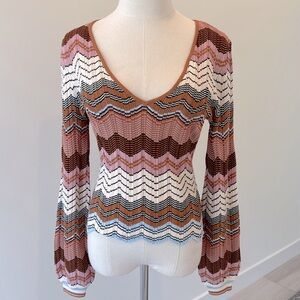 RONNY KOBO | Elexis Rib Knit Chevron Sweater | Size: Medium